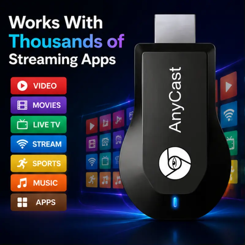 Phone to TV Wireless HDMI Adapter, Screen Mirroring Dongle, Miracast, 2.4G WiFi, Plug & Play, Cast Videos & Images