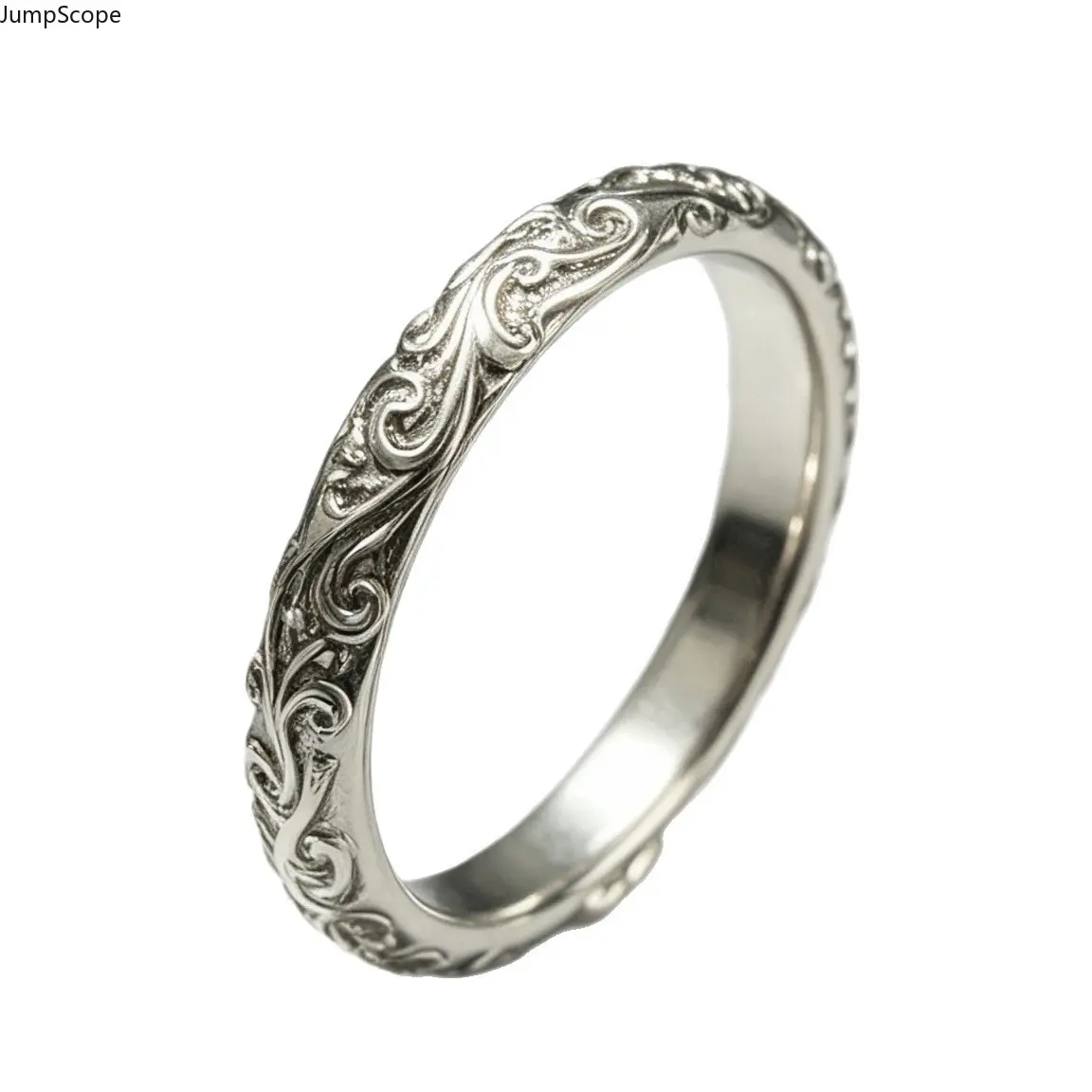 Women's Vintage Minimalist Full Scroll Vine Embossed Thin Band Ring - Oxidized Silver-Plated Mdf+Steel Alloy Stackable Ring for Daily Wear Indoor Recreation Accessory, Vine Embossing, Women's Fashion, Female, Oxidized Finish, Simple, Bohemian Stackable Ri