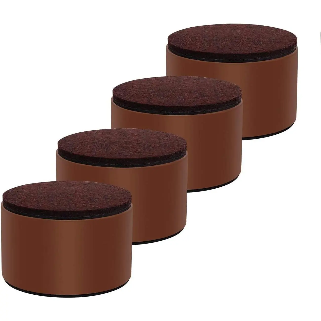 4pcs Carbon Furniture Risers - 2" Lift (Raises Furniture 6cm), Ergonomic Boost, 2.36" Self-Supporting, 1000 lbs Capacity, Protects Floors, for Beds Sofas Cabinets (Round Brown)