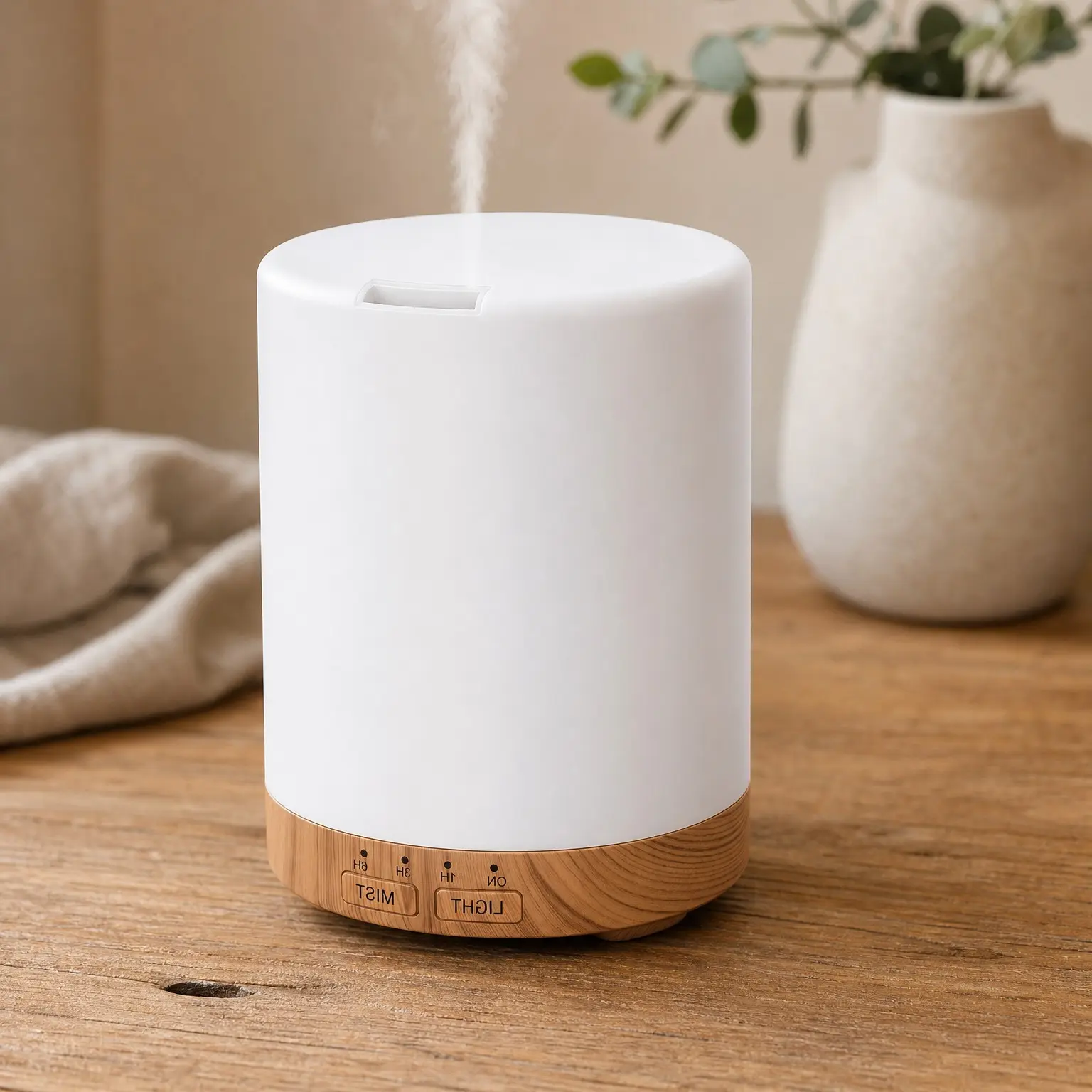 300ml Essential Oil Diffuser for Home, Quiet Aromatherapy Diffuser with Automatic Shut-Off, 7 LED Lights for Living Room, Kitchen, Bedroom, Hotel - Light BrownGift