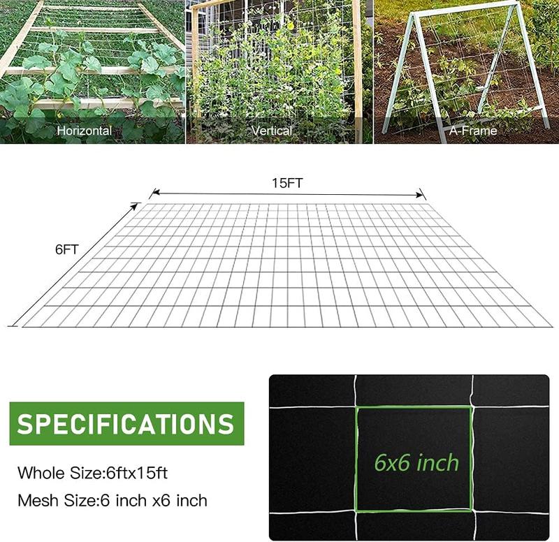 Trellis Netting, Heavy-Duty Garden Trellis Netting for Climbing , Outdoor Indoor Grow Net for Beans Tomatoes Peas Pumpkin , 6x15ft, 1 Pack Trellis Netting, Heavy-Duty Garden Trellis Netting for Climbing , Outdoor Indoor Grow Net for Beans Tomatoes Peas Pumpkin , 6x15ft, 1 Pack