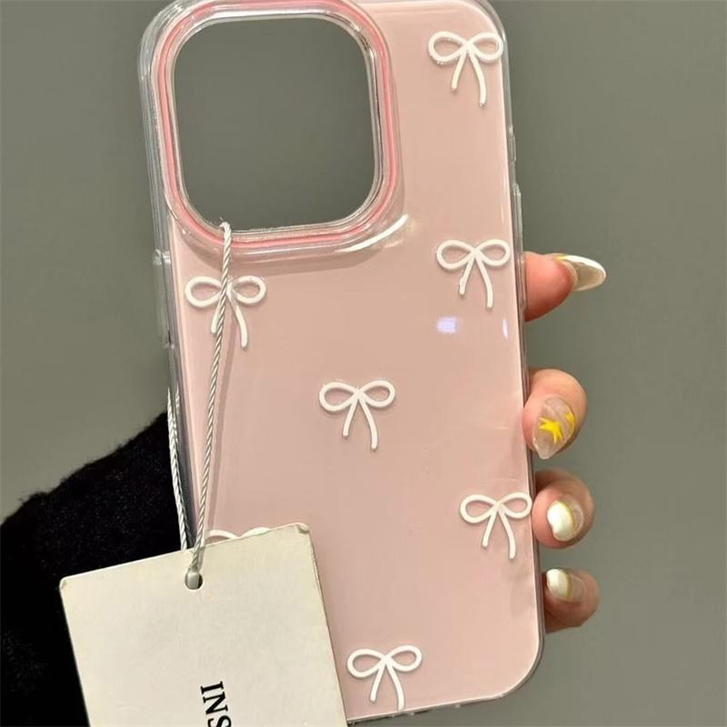 Bow Pattern Phone Case, Decorative Phone Protector Cover Accessories Compatible with iPhone 11, 12, 13, 14 and 15 Pro Max, Protective Casing