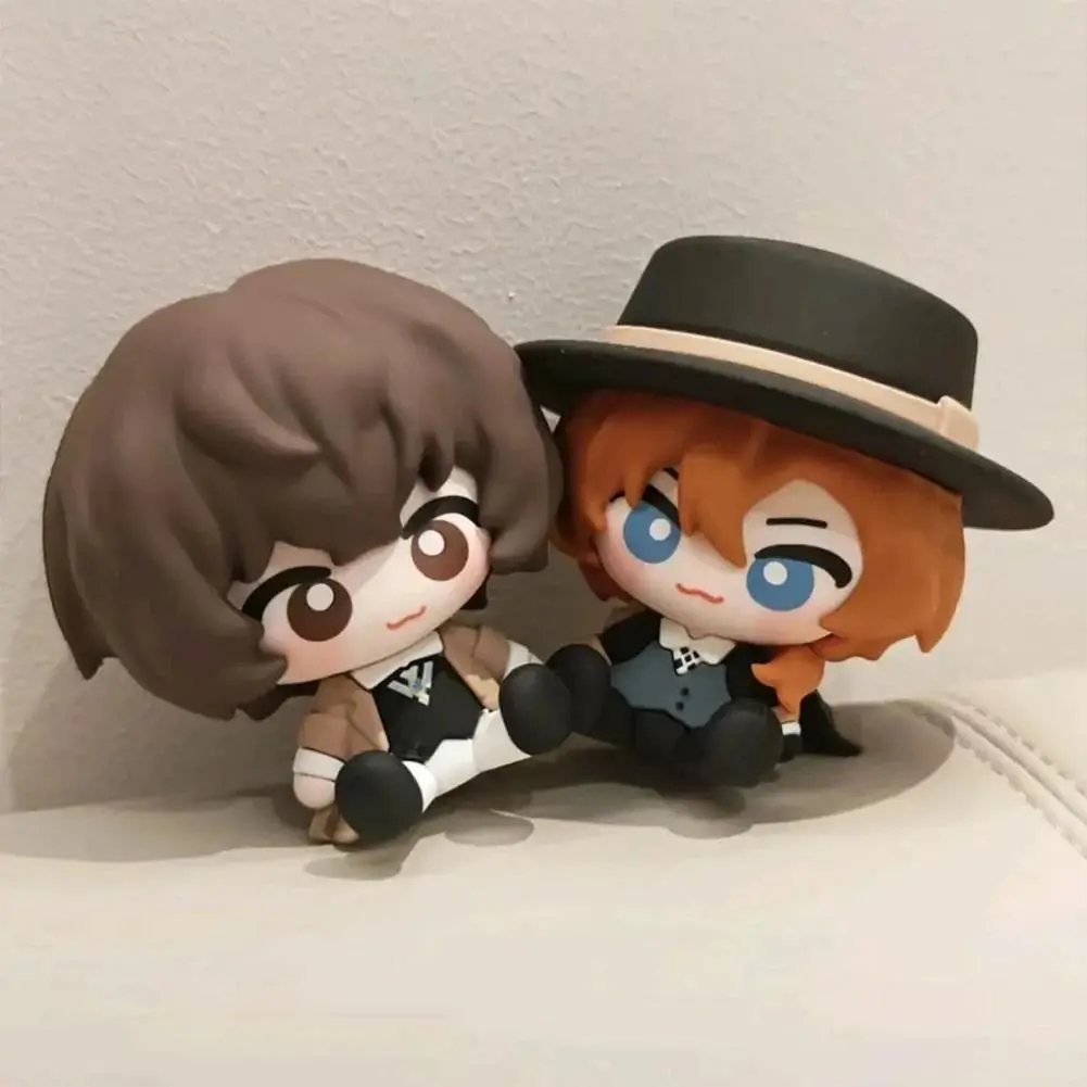 BSD Anime Figure Dazai Osamu Nakahara Chuuya Action figure kawaii Q edition Dazai figure Model toy Collection Gifts in stock
