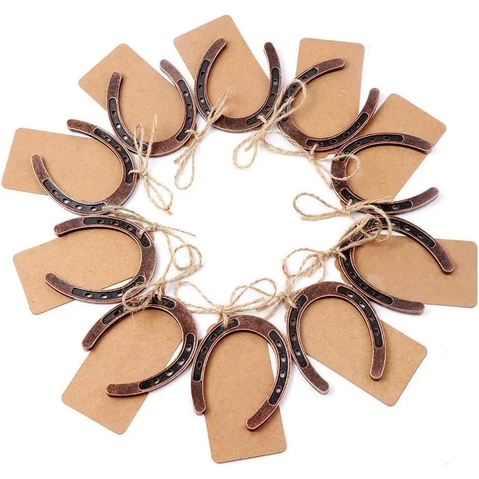 30 count  Lucky Horseshoe Wedding Favors for Guests,  Craft Metal Horseshoe Decor with   Tags for Rustic Wedding Birthday Kentucky Derby Party Decorations