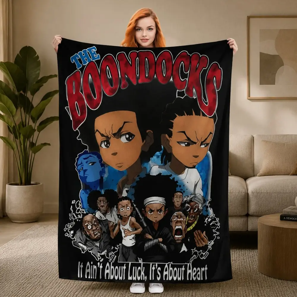 The Boondocks Flannel Blanket, Soft Warm Throw Blanket, All Season Blanket, Breathable Comfortable Blanket, Comfy Bedding for Christmas Day Decor, Napping Blanket for Home Office Sofa, Bed, Travel, Camping, Car, Gift for Her  Warm Haven Textiles