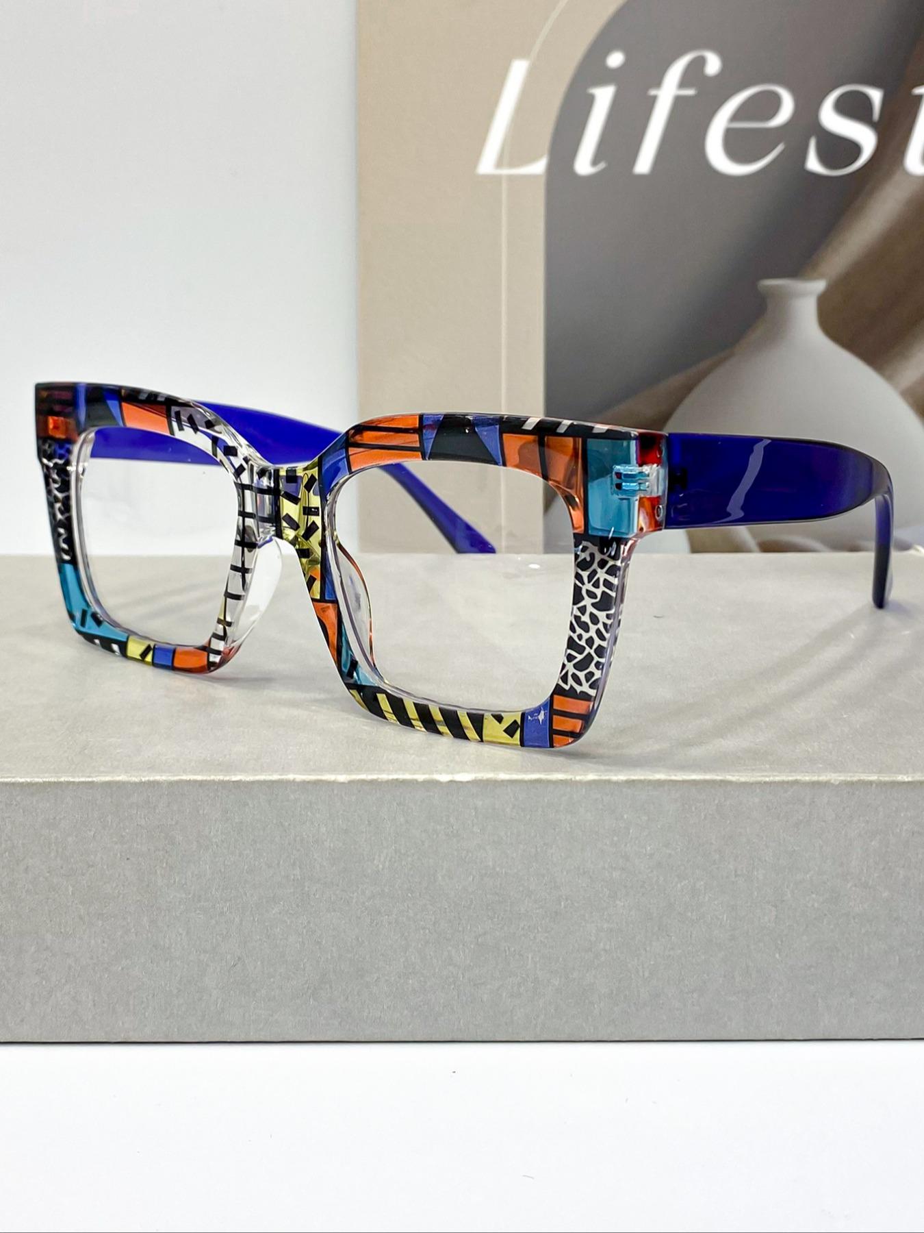 New Classic Bohemian Large Frame Square Fashion Mirror, High-Quality Multi-Color Trendy Street Style Square Frames Glasses for Men & Women Daily Wear Stylish Trendy Eyewear