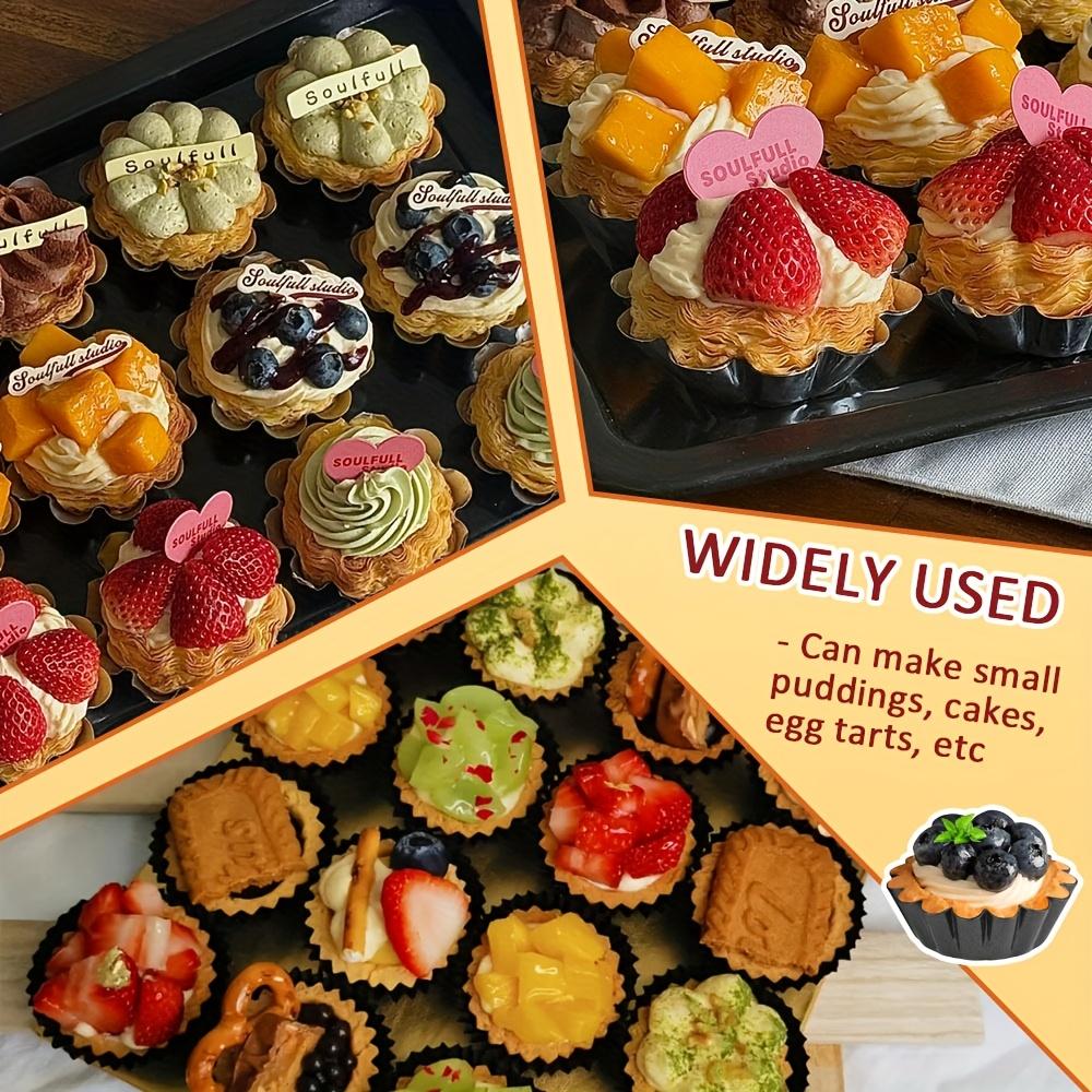 For Home Baking & Birthday Parties, Mini Dessert Baking Solution, Non-stick Carbon Steel Mini Tart Pans, Easy Release High Temp Resistant Durable, Effortlessly Handle Batch Mini Dessert Baking, 18 Pack