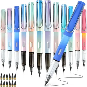 12Pcs Everlasting Pencils with 12 Replacement Tips, Reusable Infinity Pencil with Eraser, Inkless Pencil Eternal pencil Writing, Forever Pencil Student Sketching Office Supplies