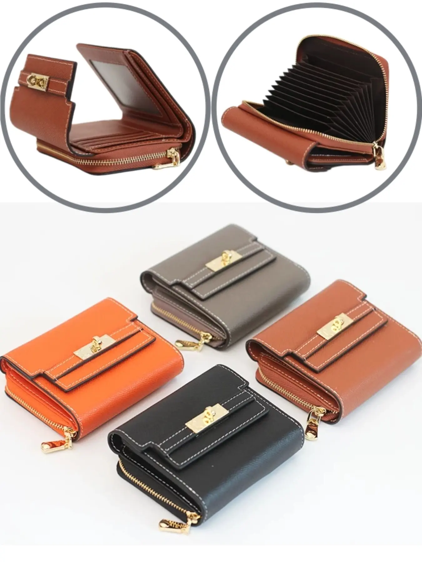 Women's Bifold Trifold Wallet, Cowhide Leather Multi-Function Card Holder, Perfect Gift for Christmas, Halloween, Birthday, Leather Wallets