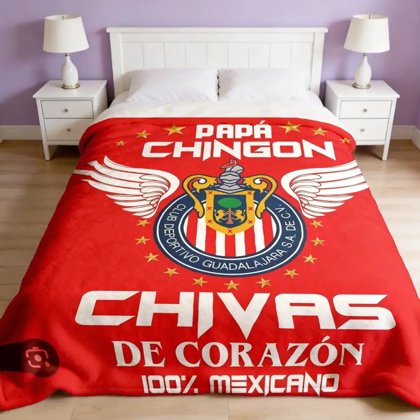 Chivas Guadalajara Papa Chingon Flannel Throw Blanket, Large Soft Lightweight Warm Cover for Bed Sofa Office Travel, Soccer Fan Gift for Adults and Children, Kid Room Decor, Father's Day Gift