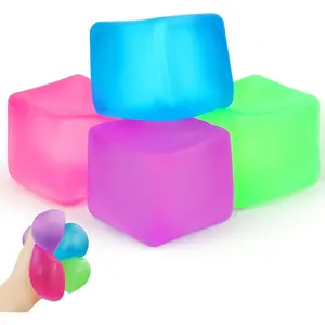 4 Pack Stress Cube, Sensory Fidget Toys for Anxiety Stress Relief, Slow Rising Ice Cube Stress Balls for Adults Kids, Classroom Prize Box Toys, Cube Squishies for Adults Kids Children Teensfidget toys