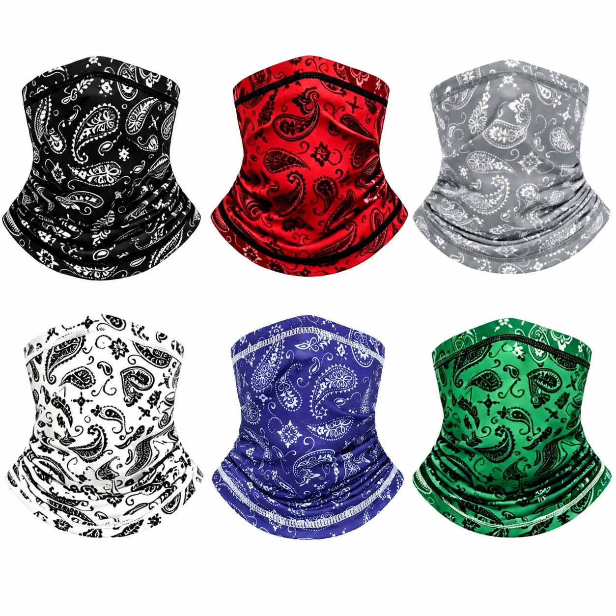 6-Pack Lightweight Polyester Cooling Neck Gaiter Set – Breathable, UV-Protective, Moisture-Wicking Multi-Functional Scarf for Outdoor Sports, Running, Hiking, Cycling, and Everyday Wear – One-Size-Fits-Most Unisex Headwear