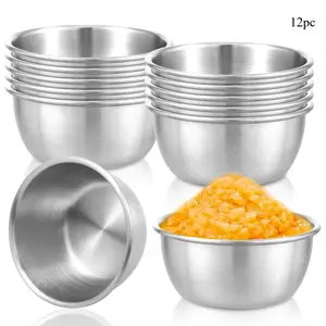 12 Counts Mini Sauce Dipping Bowl 304 Stainless Steel Dipping Cups Round Sauce Dishes 45/55ml Reusable Seasoning Cups Dipping Cups Multipurpose Sauce Cups for Home Party Restaurants