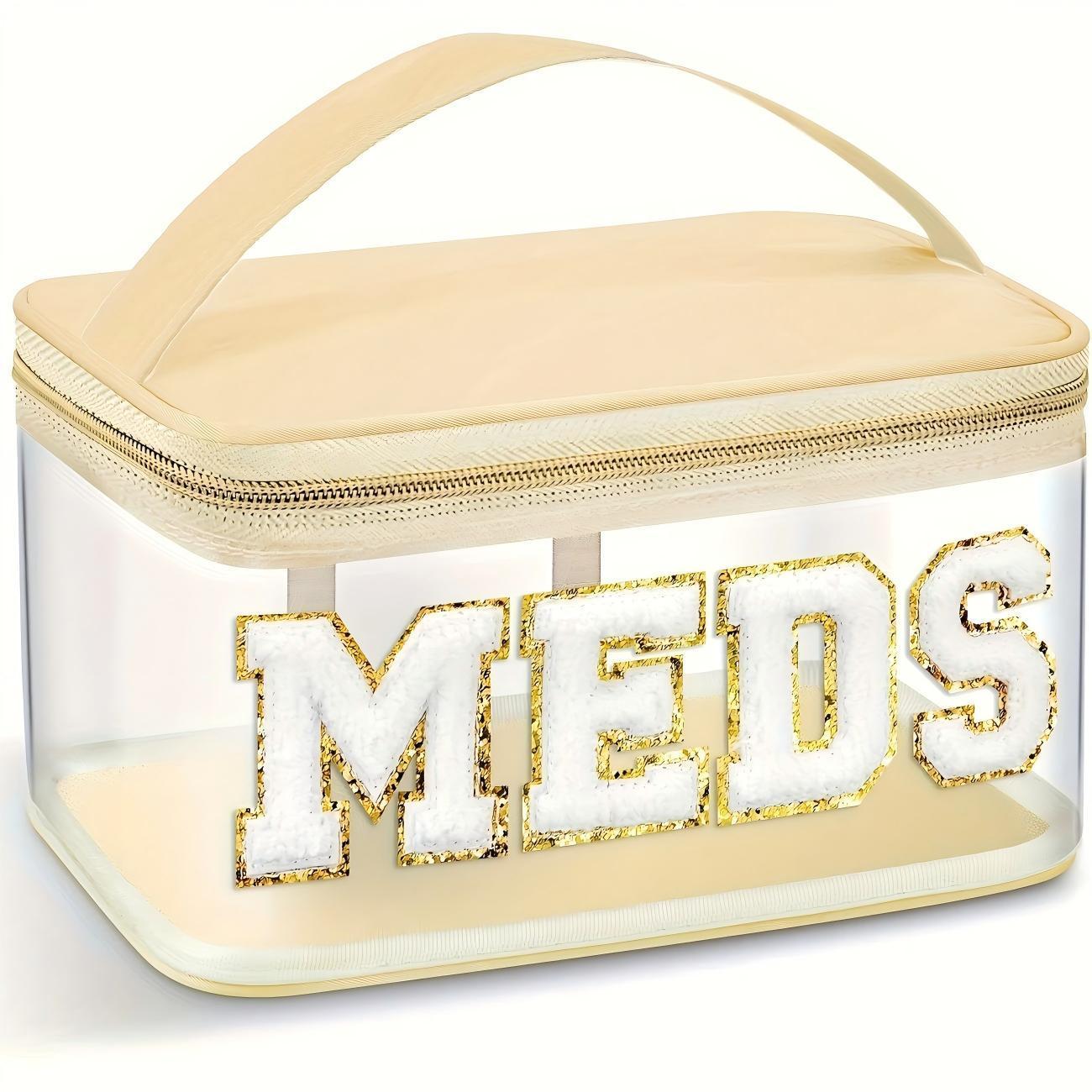 Hot Selling Fully Transparent Storage Bag with Embroidered Letters, Versatile Medicine Storage Bag for Easy Access, Hand In Hand Bag for Daily Organization, Space Saver Bags