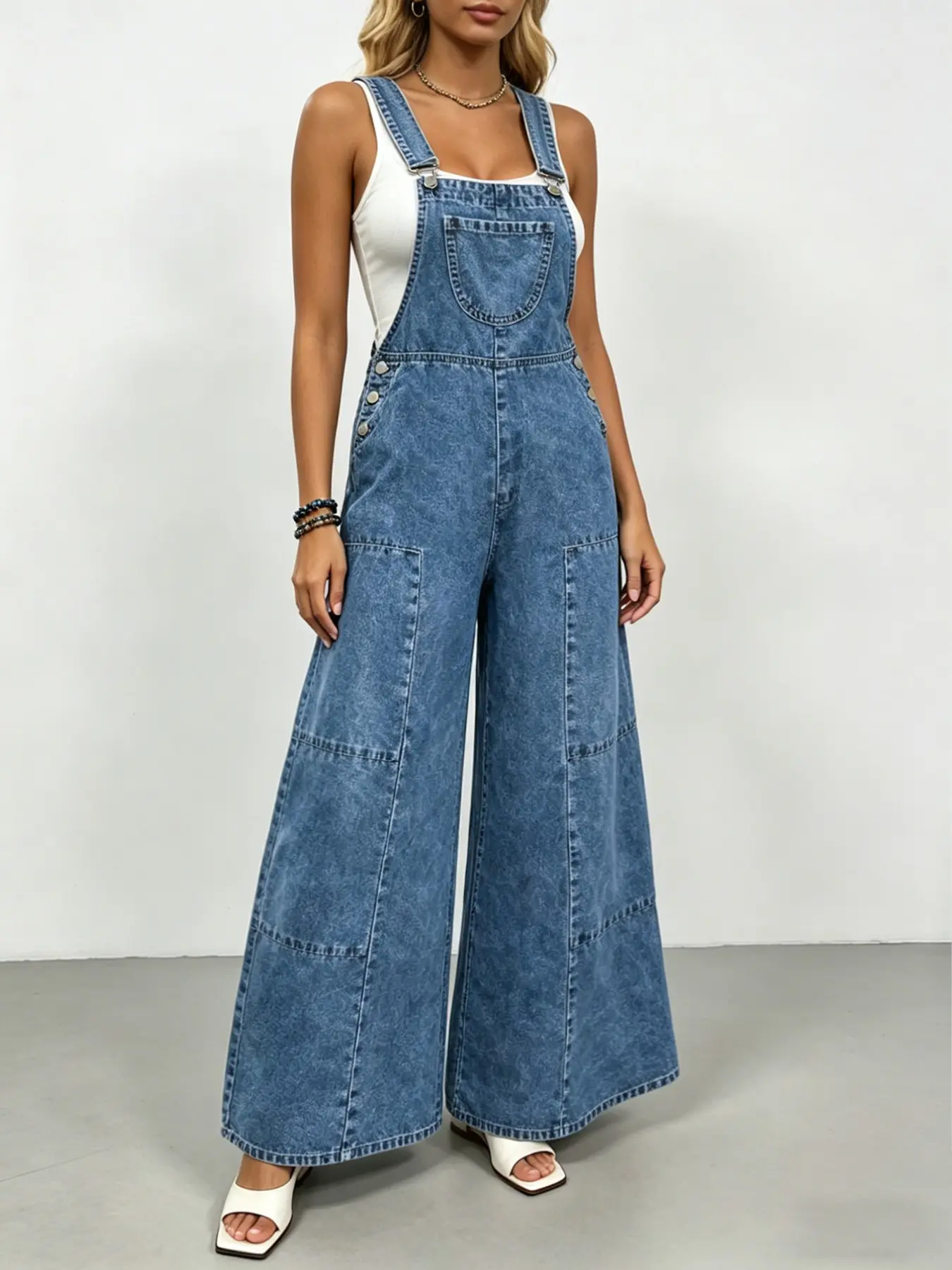 Women's Denim Overall Pants, Baggy Loose Fit Casual Spring Summer Jeans, Daily Wear Workwear, High Street Style, Ladies' Utility Jumpsuit