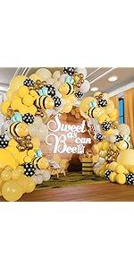 ALL-IN-1 Winnie Balloon Arch Kit with BONUS Bee Balloon for Pooh Baby Shower Decorations - Pink and Yellow Balloons for Honeycomb Bear Birthday Decorations & Baby Shower Balloons - Pooh balloons