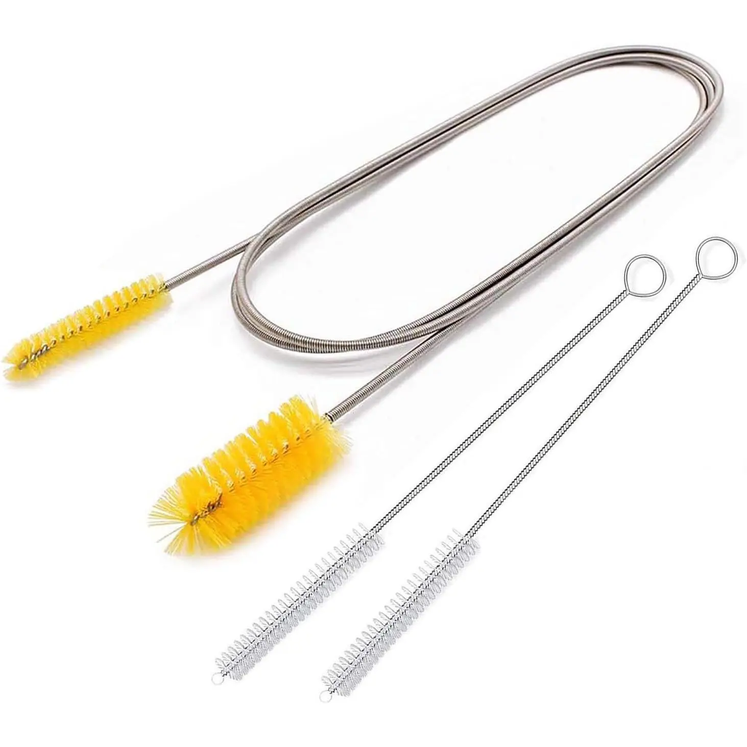 67" Flexible Drain Brush Set, Double Ended Long Hose Pipe Cleaner with 2 count 8.2" Straw Cleaning Brushes, Nylon Tube Cleaner Tool for Refrigerator Defrost, Aquarium Filter, Sink Drain