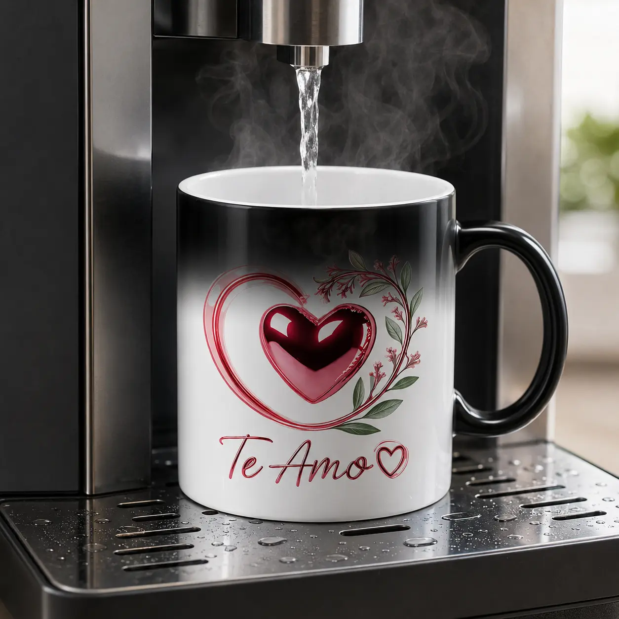 Magic Color Changing Coffee Mug, Love Heart Design Printed, Romantic, Thermosensitive Ceramic, 11oz, Father's Day Gift, Valentine's Day Gift for Her