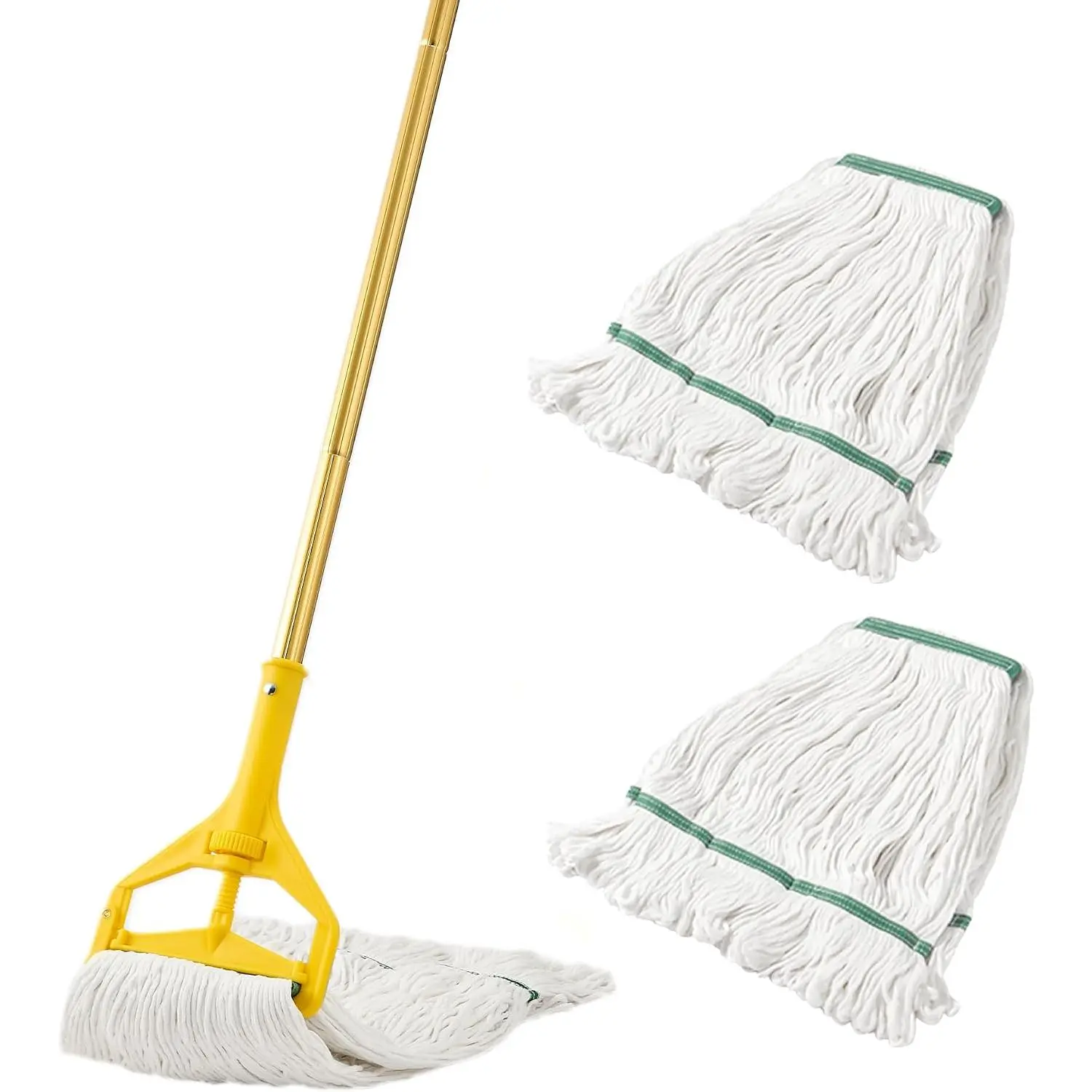 Commercial Mop ,Heavy Duty Industrial Mop for Floor Cleaning | 60" Long Handle Mops Including 3 Large   ,for ,Office,Lobby,Garage,Concrete/Tile Floor