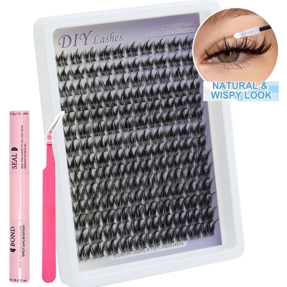Comic False Lash Set, 140pcs 10-16mm C Curl Single Fiber Lashes, Dual-Head Glue Pen, Special Clip, Dense Anime Lashes, Cosplay Lashes
