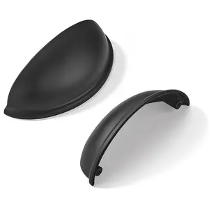 khtumeware 10 Pack 2-1/2" Drawer Pulls Matte Black Cabinet Cup Pulls Kitchen Hardware Cabinet Handles Drawer Handles Knobs 2.5 inch Hole Center