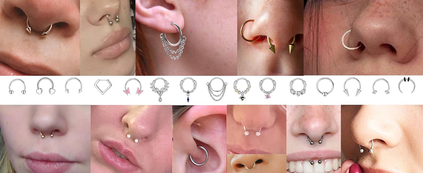 BESTEEL 20Pcs Gold Septum Rings 16G Small Septum Jewelry Surgical Steel Septum Clicker Dangle Nose Rings Hoops for Women Men Cute Star Bee CZ Heart Butterfly Chain Septum Rings Septum Piercing Jewelry Dainty Decoration BESTEEL 20Pcs Gold Septum Rings 16G Small Septum Jewelry Surgical Steel Septum Clicker Dangle Nose Rings Hoops for Women Men Cute Star Bee CZ Heart Butterfly Chain Septum Rings Septum Piercing Jewelry Dainty Decoration