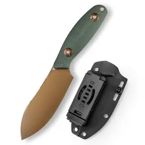 Trivisa Aubergine-Gm Fixed Blade Knife, 3.86'' 14c28n Stainless Steel, Micarta Handle, Outdoor Tactical Climbing Tool