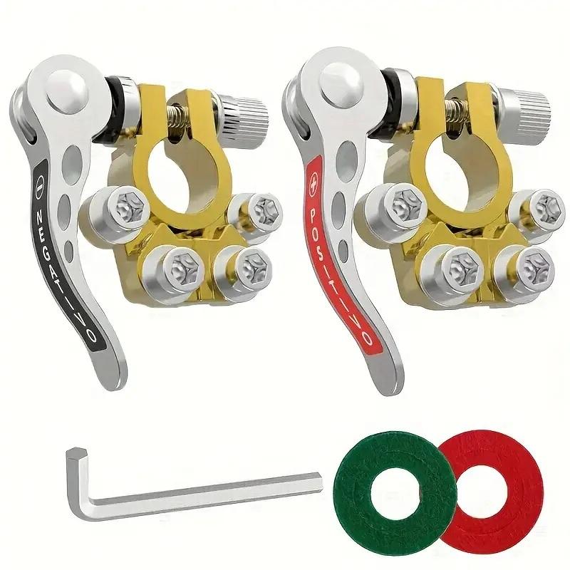 Battery Terminal Clamp Connectors, 2-Piece Set 4-Way Quick-Disconnect Connectors For Sae/Jis Type A Terminals Suitable For Cars, Trucks, And Other Vehicles