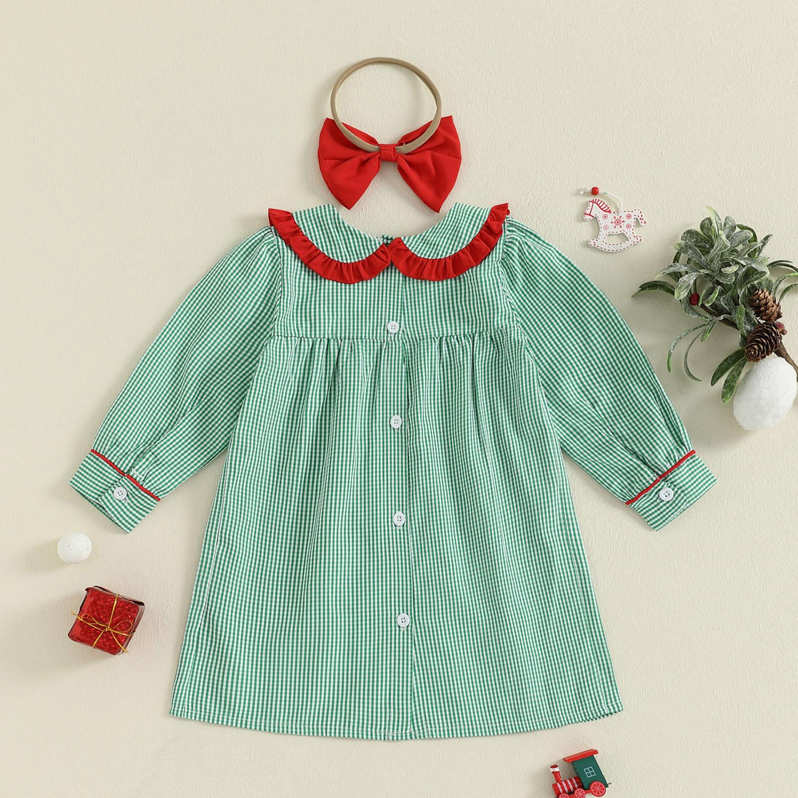 Toddler Baby Girl Christmas Dress Santa Claus Embroidery Long Sleeve Doll Collar Bubble Dress + Cute Headband 2Pcs Toddler Girl Christmas Outfit Toddler Baby Girl Christmas Dress Santa Claus Embroidery Long Sleeve Doll Collar Bubble Dress + Cute Headband 2Pcs Toddler Girl Christmas Outfit