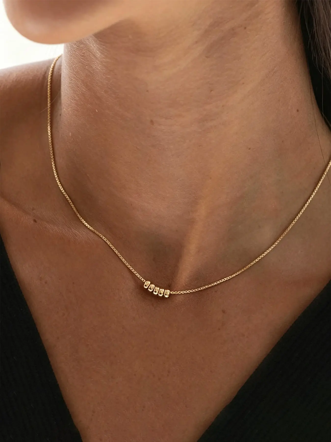 1 Piece Dainty Minimalist Stainless Steel Box Chain Necklace For Women, Tiny Smooth Beads Choker, Beaded Necklace, Simple Daily Wear Fashion Costume Jewelry Gift