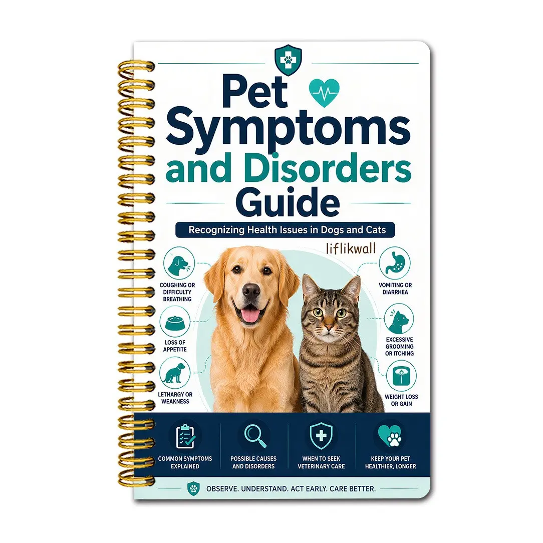 Pet Symptoms & Disorders Guide, Spiral Binding Notebook for Dogs & Cats, Portable, Recognize Common Health Issues Early, Essential Handbook for Pet Owners