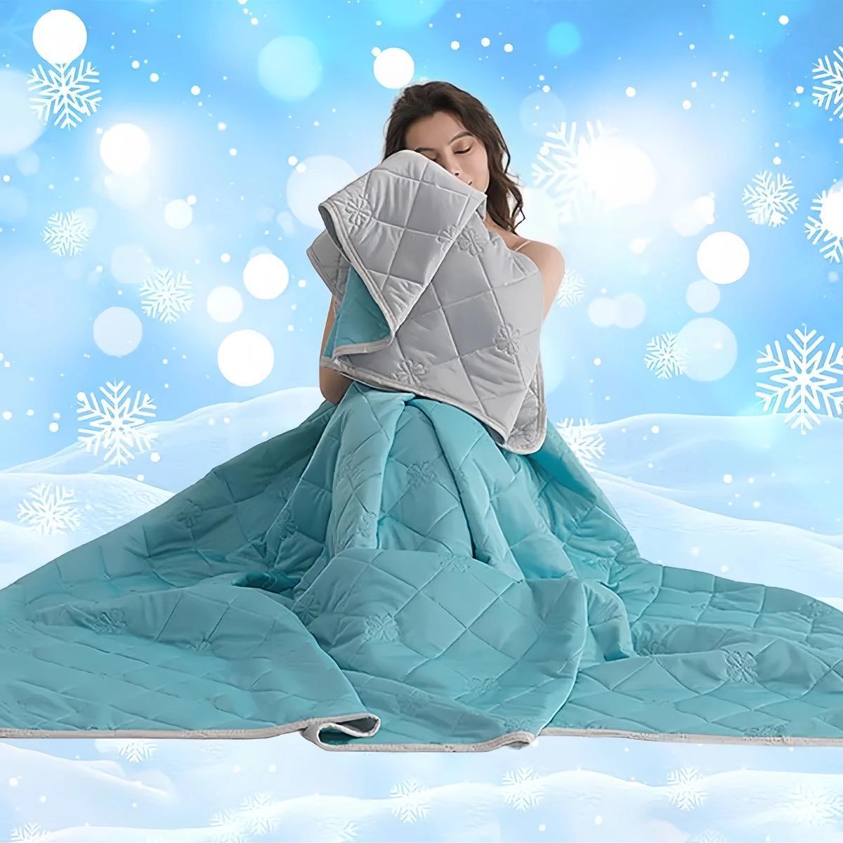 1pc High-Efficiency Cooling Blanket – Powerful Q-Max Cooling, Lightweight, Breathable, and Silky Soft, Ideal for Hot Sleepers and Night Sweats, Perfect for Bedroom, Dorm, Office, Camping, Available in Multiple Colors, Gift for Family, Blanket Gifts
