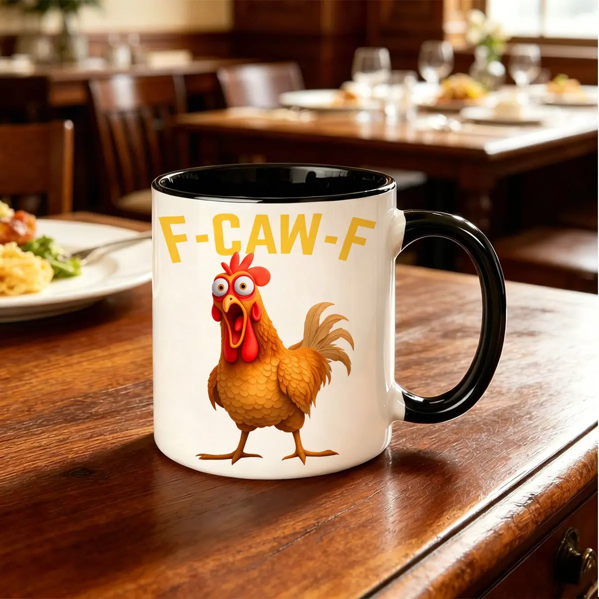 1pc Funny Chicken Mug with Rooster Design & F Caw F Cluck Sound Print - Ceramic Coffee Cup Suitable for Home, Office, Farm-Themed Gift for Farmers, Poultry Lovers, Hand Wash Only, for Coffee, Tea, Cocoa, Soup