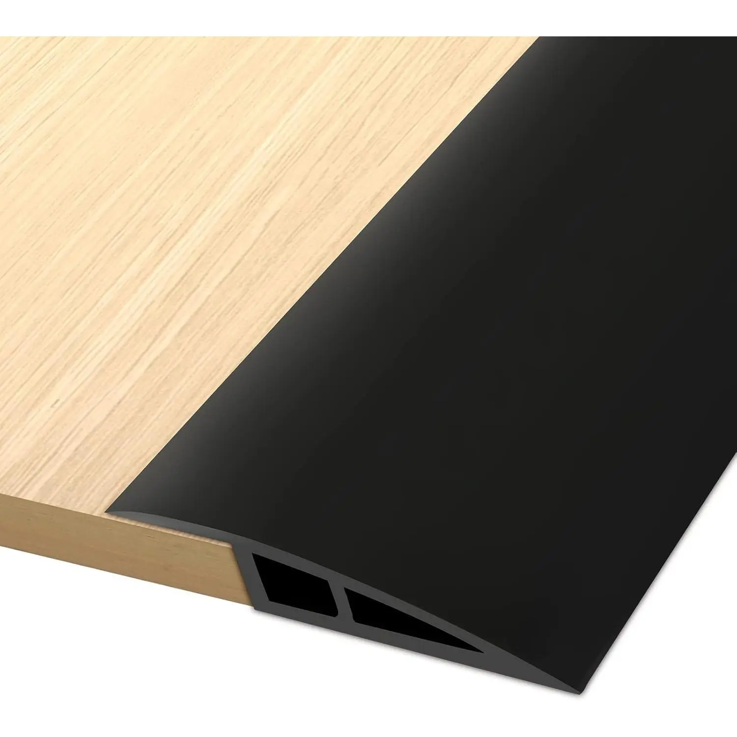 Self Adhesive Vinyl Floor Transition Strip Door Threshold Strip, Rubber Flooring Transition Threshold Ramps for Doorways from 1/5" to 2/5", Black, 3.3 Ft