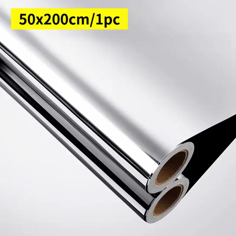 50X200cm Large Roll HD Mirror Film, Self-Adhesive Soft Mirror Unbreakable, Cut-to-Size Full-Length Mirror, Wall & Wardrobe Sticker, Economy & Practical.