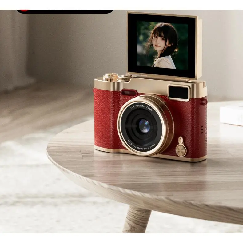 Flip Screen Selfie Digital Camera, 16X Zoom, Retro Compact, Beauty Mode, Upload to Phone, 2.4inch LCD, for Students