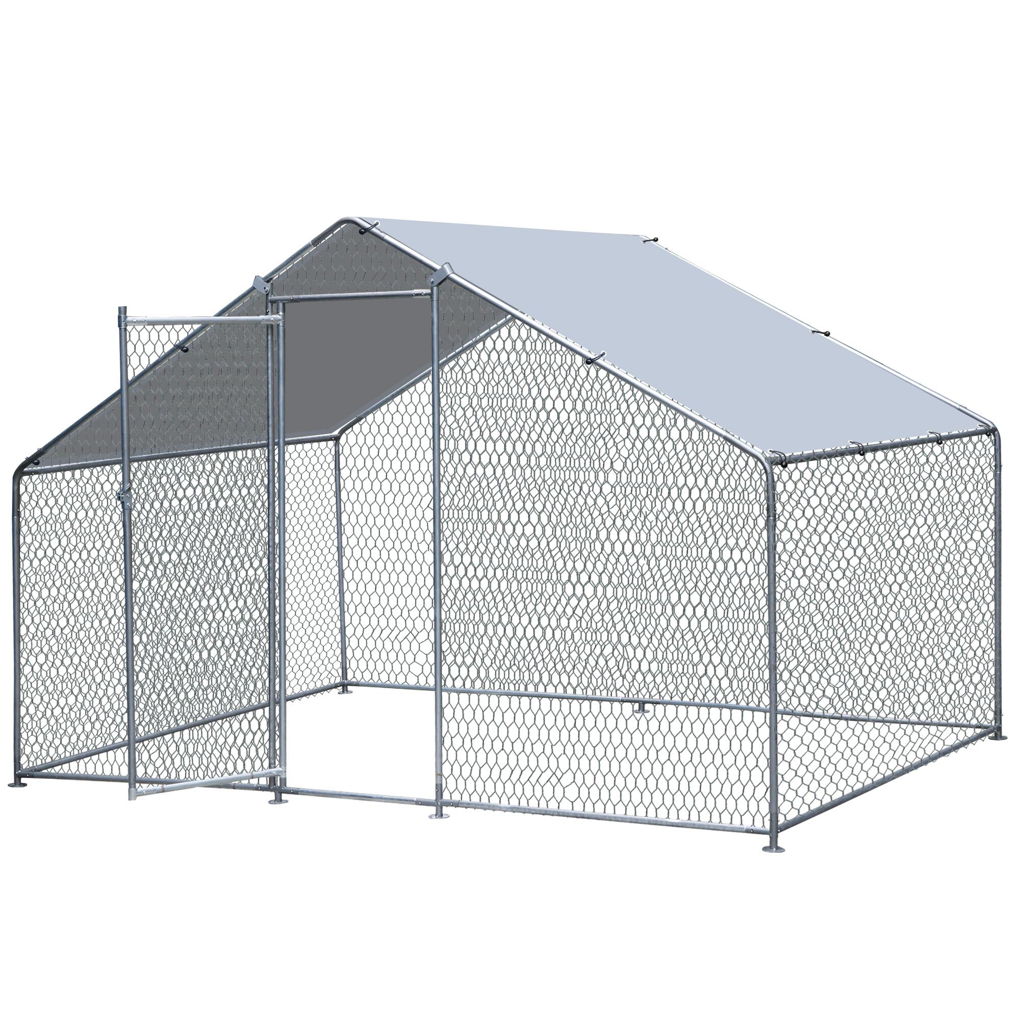 NOVA Large Chicken Coop Metal Walk-in Poultry Cage Chicken Run for 6-10 Chickens Waterproof & Anti-UV Cover for Yard, Farm