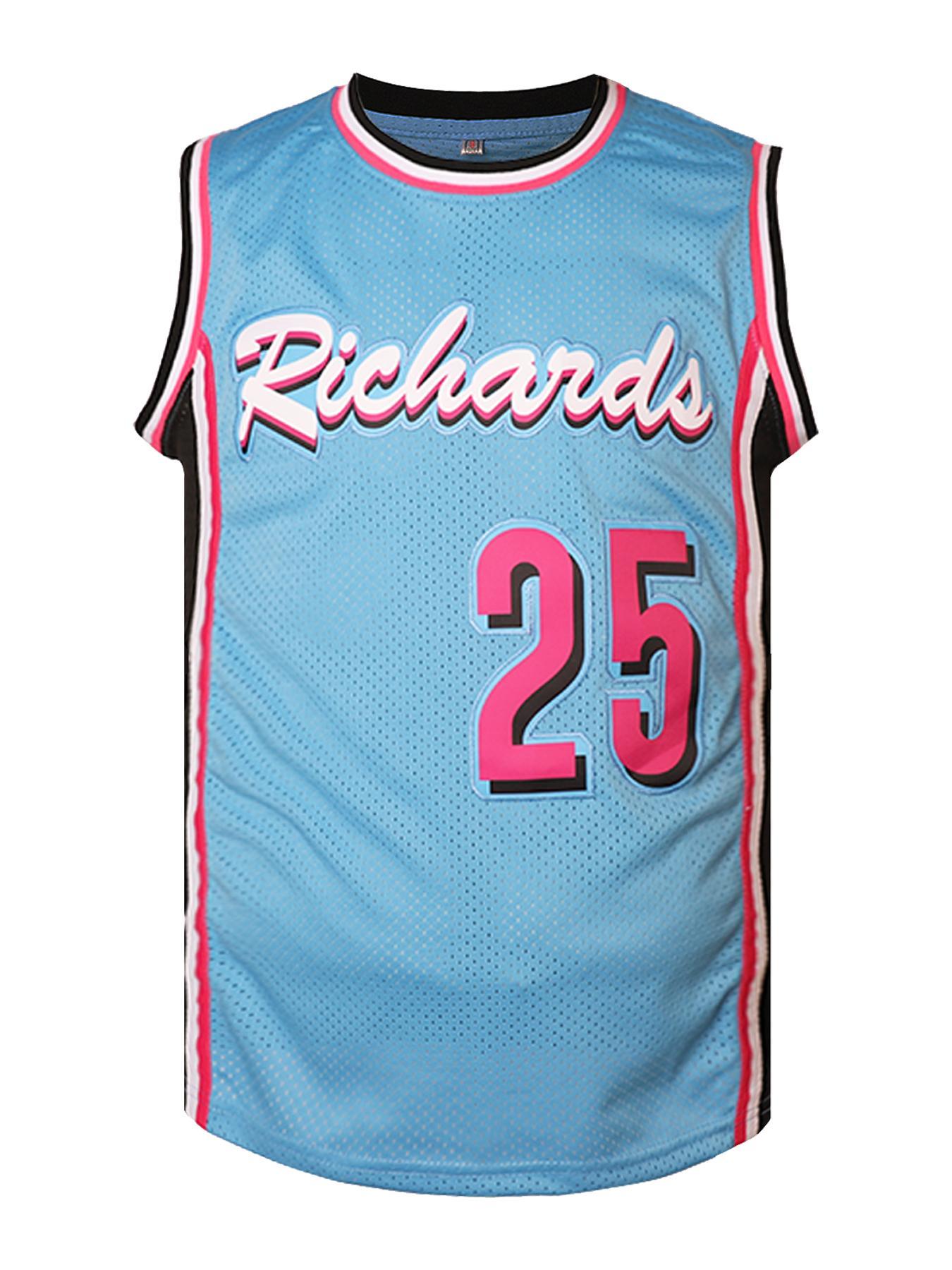 Men's #25 Letter Embroidery Basketball Jersey, Breathable Basketball Vest, Basketball & Football Jerseys for Men, Sports Clothing for Indoor Outdoor Wear