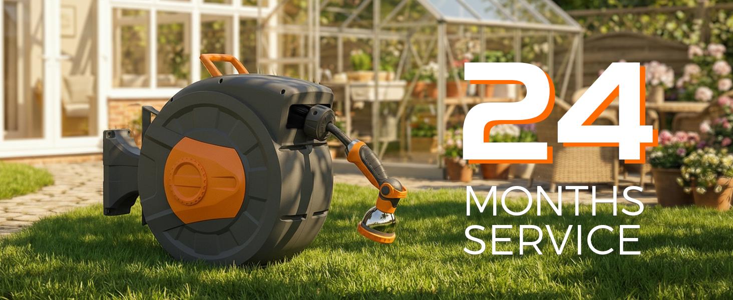 Retractable Garden Hose Reel 100 FT, 1/2" Heavy Duty Garden Hose 435 PSI Burst Pressure, Wall Mounted Water Hose Reel with 10-Pattern Nozzle, 180 °   Swivel, Slow Auto Rewind & Any Length Lock