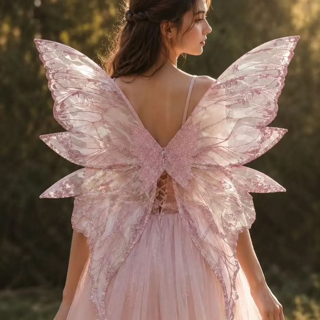 Festive Event Costume Prop, Outdoor Photography, Stage Performance, Cosplay Butterfly Fairy Wings, Anime Convention Role Play Accessory, Dreamy Eight-Leaf Wings, Lightweight, Glitter