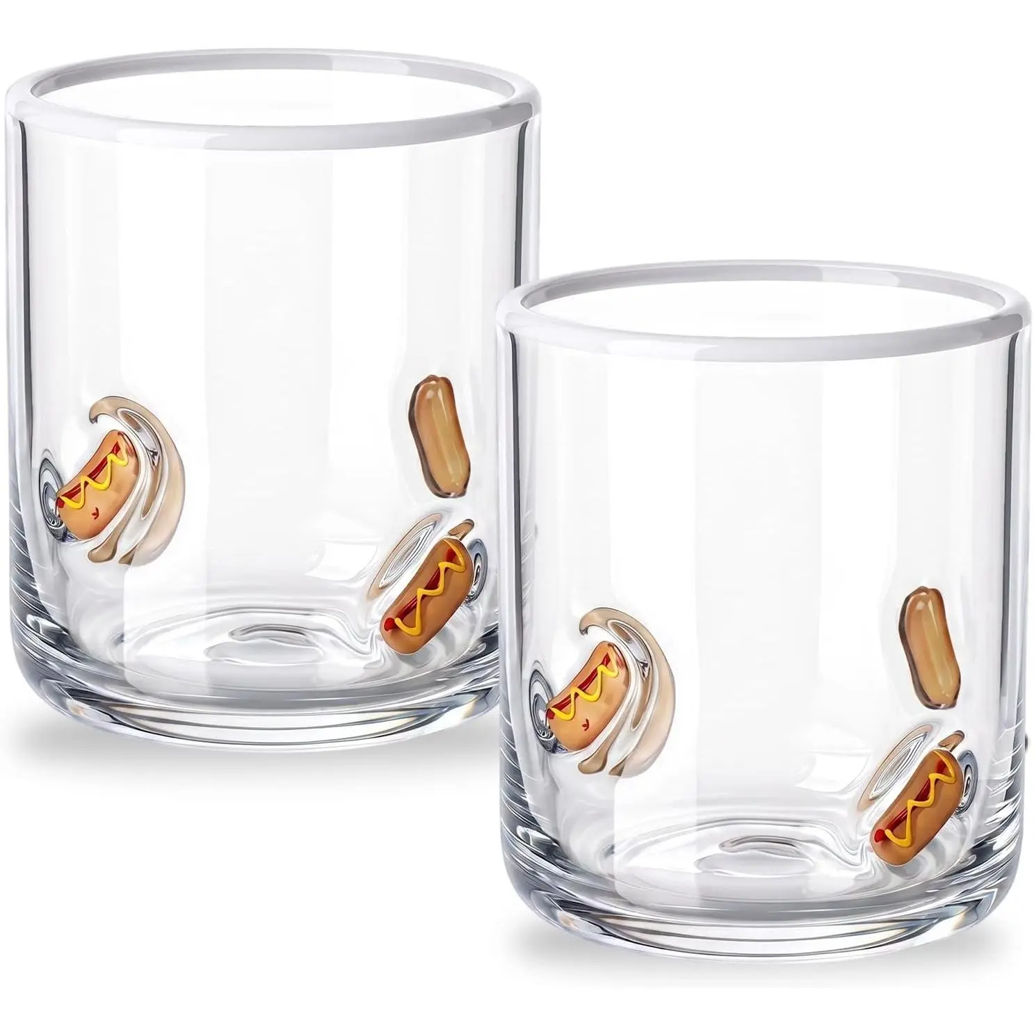 2 count 14 oz Hot  Icon Juice Glass for Dinner Party Supplies | Clear Glass Heavy Base  Stemless Icon Drinking Glasses Cups for Birthday Gifts
