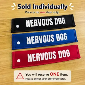 Nervous Dog Lead Warning Sleeve – Raised Letter Dog Leash Sleeve with Snap Button