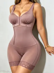 1 Count Women's Fashion Simplicity Side Waist Zipper Tummy Control Shapewear, Fajas, Colombian Shapewear, Sleeveless Sexy Waist Slim Bodysuit, Comfortable Breathable Stretchy Fabric Jumpsuit, Suitable for Gym & Traveling