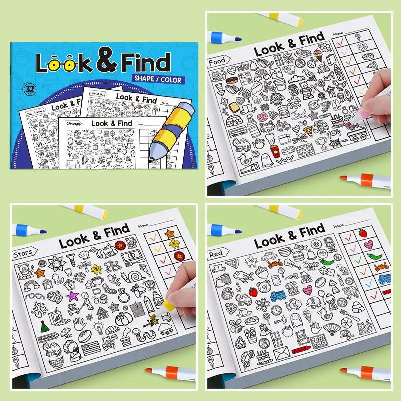 Interactive Look & Find Coloring Book for Kids Ages 3+ with 800+ Pictures, Preschool Learning & Coloring Activity Book for Girls and Boys, Letters, Transportation,Numbers and Animals