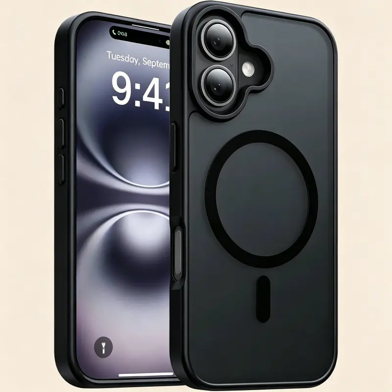 Magnetic Polycarbonate Phone Cover Casing for iPhone 12-17 Series (Pro Max, Plus, Air) - Magsafe Snapon Accessory, Wireless Compatible, Shockproof Military-Grade Protector, Translucent Matte Anti-Yellowing Vintage Skull Design, Smooth Matte Back Feel