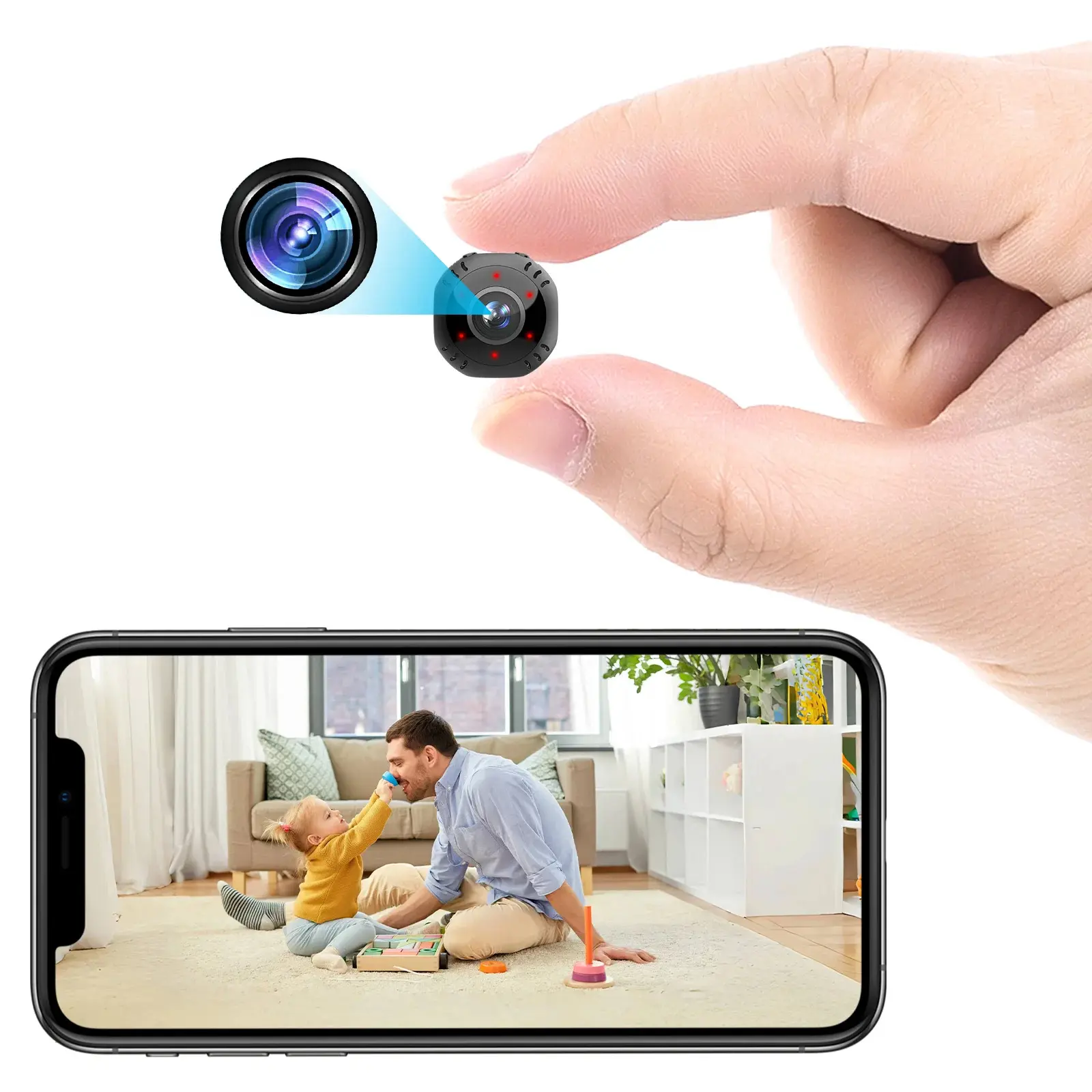 Mini WiFi Security Camera - Smart Home Gadget, 1080P Video, 12MP Resolution, Night Vision, Motion Sensor, 800mAh Rechargeable Battery Powered, Micro SD/Cloud Storage Option, Wi-Fi Enabled Home Security Device