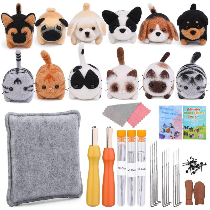 Animal Needle Felting Supplies Kits with Tools for Beginner DIY Needle Felting