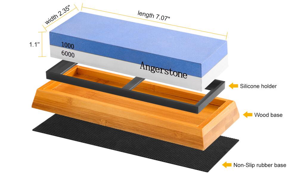 Knife Sharpening Stone–Whetstone 1000/6000 Grit, Whetstone Knife Sharpener with NonSlip Base, Best Wet Stone Sharpening Kit, Angle Guide
