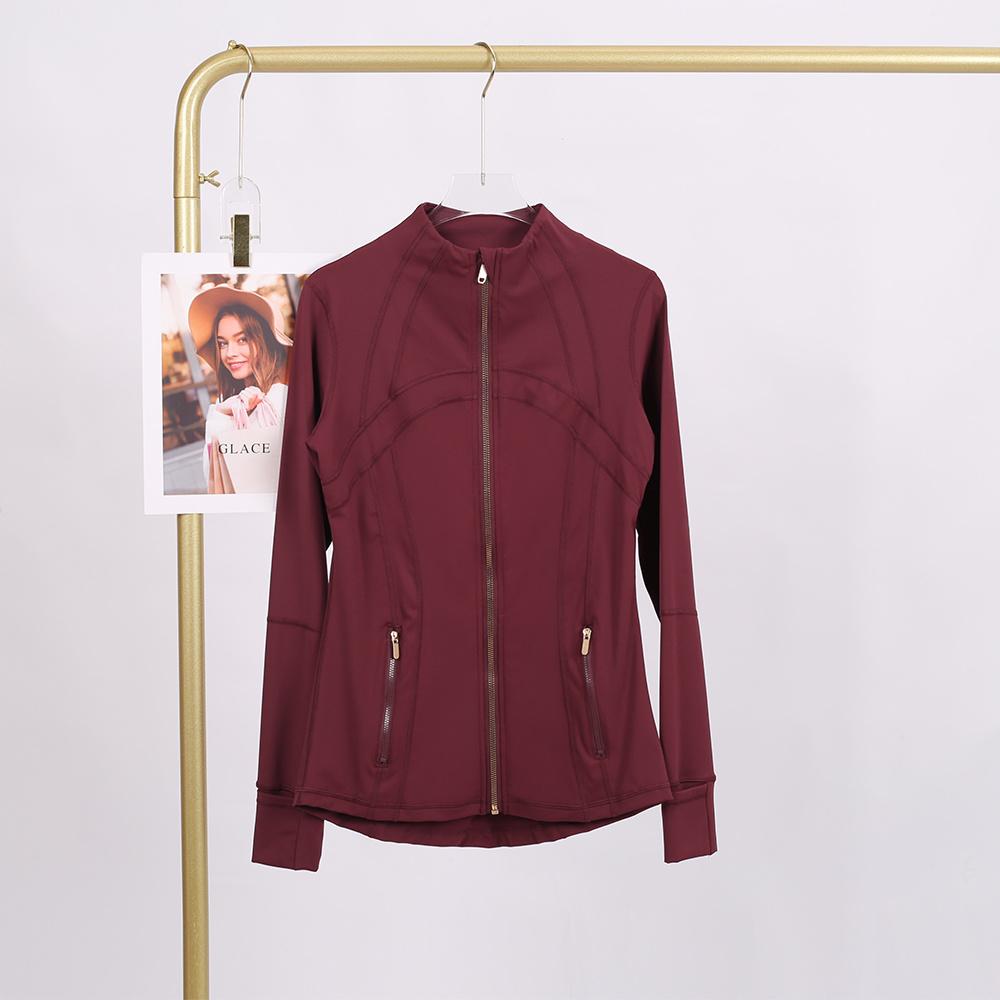 LULU  Same style  Women's Stand-Up Collar Gold Zipper Yoga Top, Spring-Style Fitted Top, Sports Jacket, Fitness Long-Sleeve Sun Protection Jacket