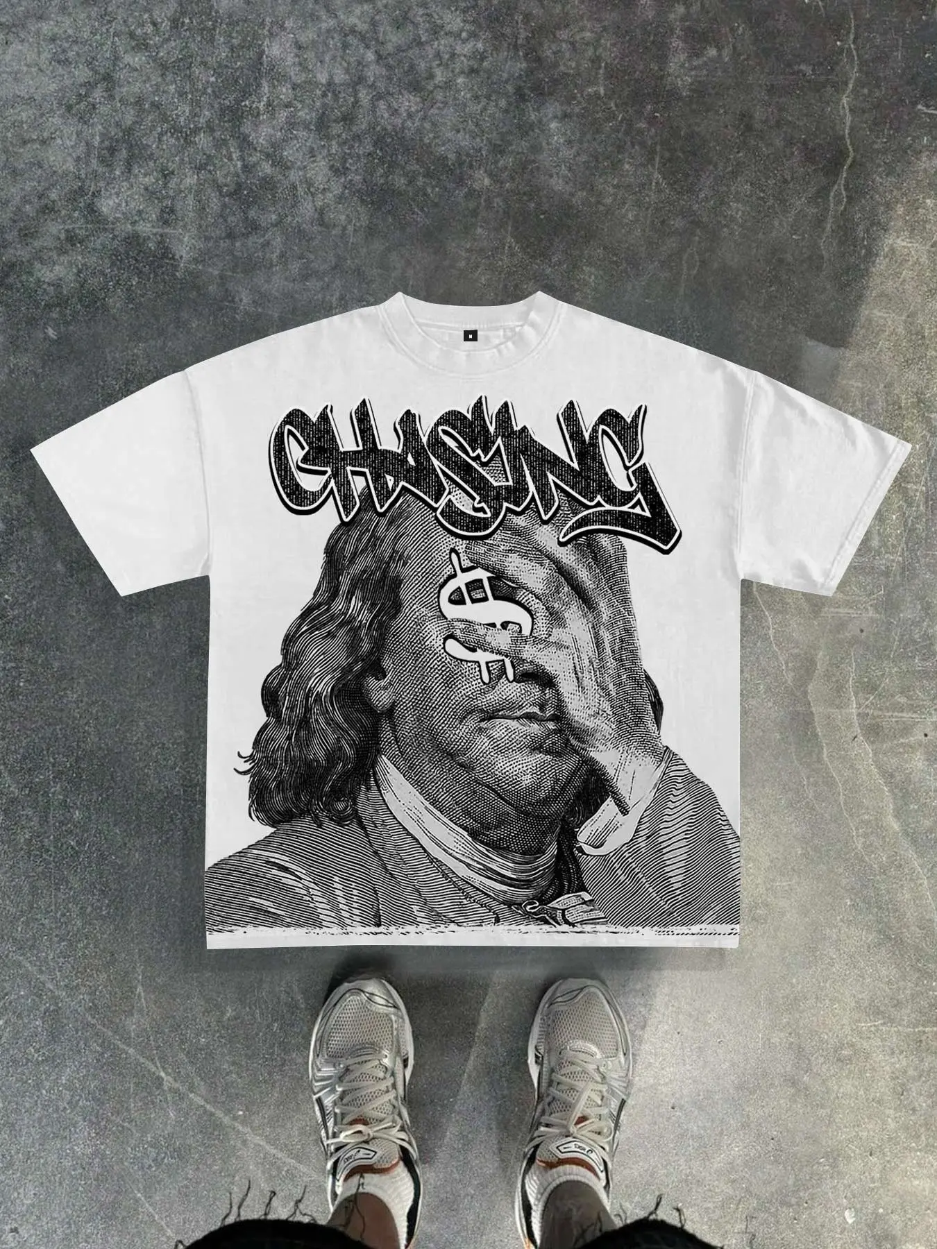 Character Franklin USD printed short sleeved men's T-shirt with creative lines and portrait patterns, unisex short sleeved shirt in USD $, short sleeved shirt with creative printing, street trend brand, 2026 summer clothes, new Y2K style